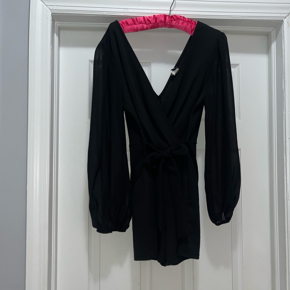 Off the shoulder belted romper